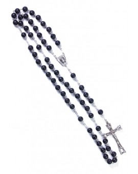 Lava Black Rosary - Sterling Silver
