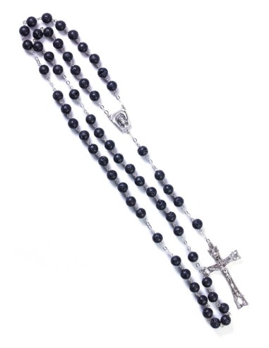 Lava Black Rosary - Sterling Silver