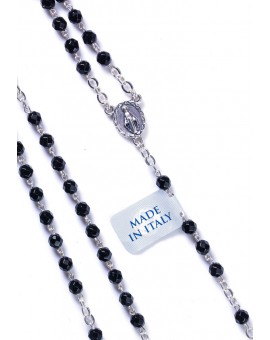 Black Faceted Agate Rosary Necklace