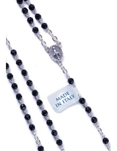 Black Faceted Agate Rosary Necklace Black Faceted Agate Rosary Necklace
