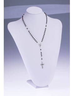 Black Faceted Agate Rosary Necklace