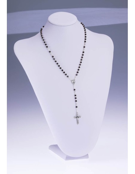 Black Faceted Agate Rosary Necklace