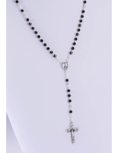 Black Faceted Agate Rosary Necklace