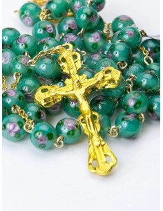 Blue Murano Glass Rosary 6mm Gold Plated