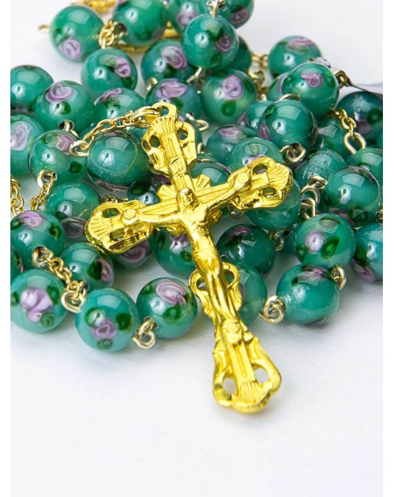 Blue Murano Glass Rosary 6mm Gold Plated