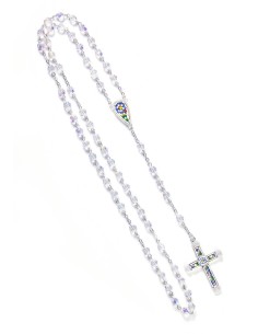 Real Mosaic Crucifix - Clear Crystal Rosary 2