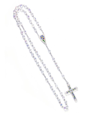 Real Mosaic Crucifix - Clear Crystal Rosary