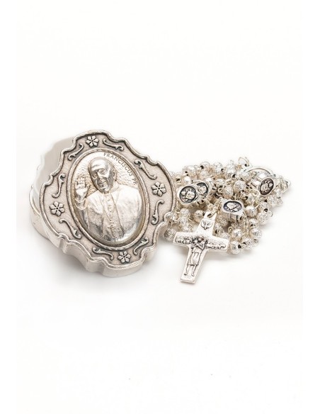 Pope Francis Rosary with Rosary Box - Silver Pope Francis Rosary with Rosary Box - Silver
