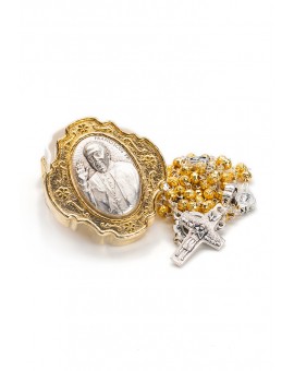 Pope Francis Rosary with Rosary Box - Gold