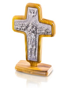 Pope Francis Pastoral table Cross - Metal and Olive wood