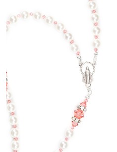 Ancient Rose and white Swarovski Pearls Rosary - White Strass Ancient Rose and white Swarovski Pearls Rosary - White Strass