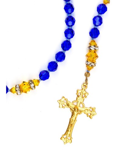 Majestic Blue and Sunflower Swarovski Crystals Rosary