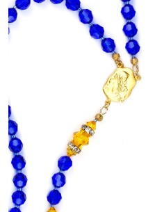 Majestic Blue and Sunflower Swarovski Crystals Rosary