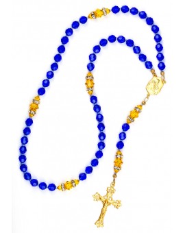 Majestic Blue and Sunflower Swarovski Crystals Rosary