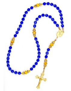 Majestic Blue and Sunflower Swarovski Crystals Rosary