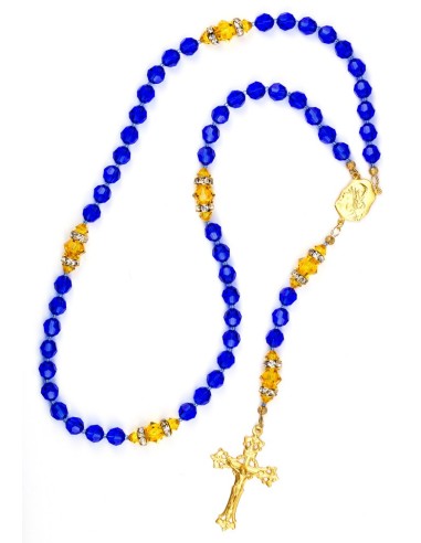 Majestic Blue and Sunflower Swarovski Crystals Rosary