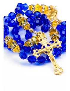 Majestic Blue and Sunflower Swarovski Crystals Rosary