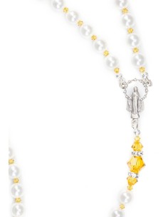 Sunflower and  Swarovski Pearls Rosary