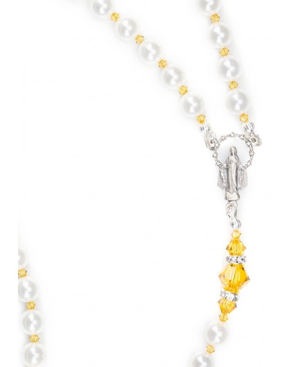 Sunflower and  Swarovski Pearls Rosary