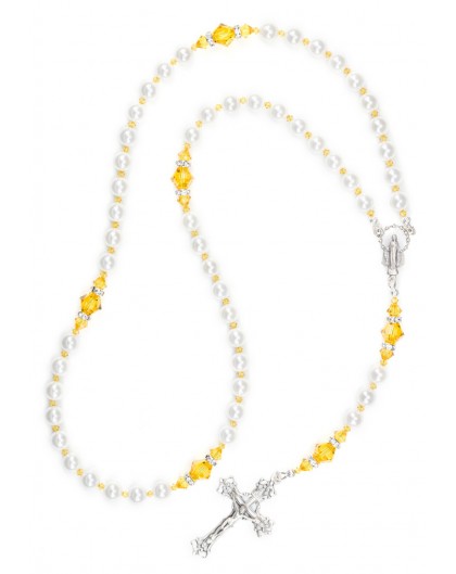 Sunflower and  Swarovski Pearls Rosary