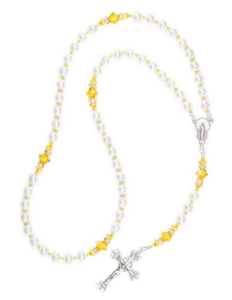 Sunflower and  Swarovski Pearls Rosary