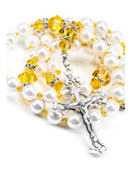 Sunflower and Swarovski Pearls Rosary Sunflower and Swarovski Pearls Rosary