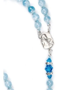 Natural Acquamarine and Sapphire Swarovski Rosary Natural Acquamarine and Sapphire Swarovski Rosary