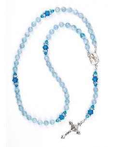 Natural Acquamarine and Sapphire Swarovski Rosary Natural Acquamarine and Sapphire Swarovski Rosary