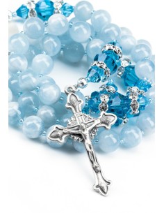 Natural Acquamarine and Sapphire Swarovski Rosary Natural Acquamarine and Sapphire Swarovski Rosary