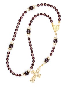 Deep Dark Granate Red Rosary