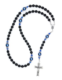 Satin Black and Iridescent Dark Blue Swarovski Pearls Satin Black and Iridescent Dark Blue Swarovski Pearls
