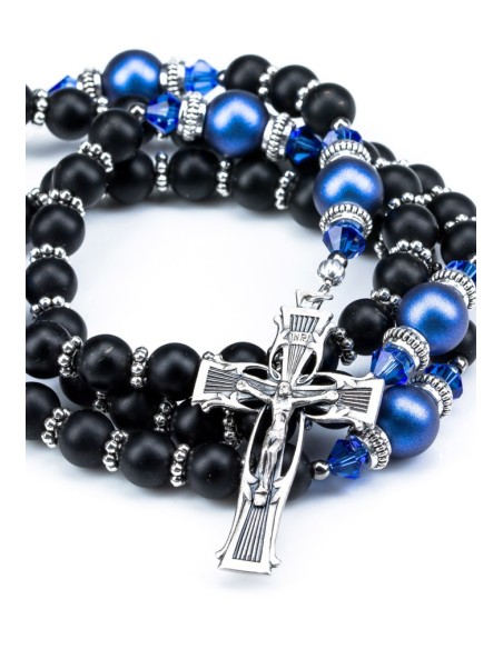 Satin Black and Iridescent Dark Blue Swarovski Pearls Satin Black and Iridescent Dark Blue Swarovski Pearls