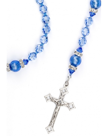 Sapphire Swarovski Crystals and Murano Glass Beads Rosary