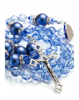 Light Sapphire Swarovski Crystals and Dark Blue Pearls Rosary