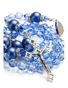 Light Sapphire Swarovski Crystals and Dark Blue Pearls Rosary Light Sapphire Swarovski Crystals and Dark Blue Pearls Rosary