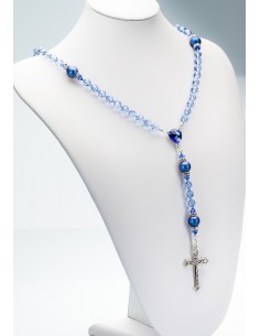 Light Sapphire Swarovski Crystals and Dark Blue Pearls Rosary