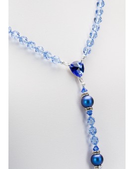 Light Sapphire Swarovski Crystals and Dark Blue Pearls Rosary