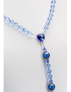 Light Sapphire Swarovski Crystals and Dark Blue Pearls Rosary