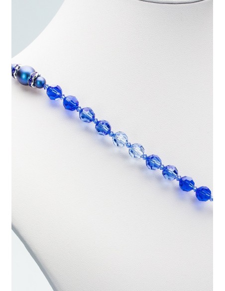Shade of Blue Swarovski Crystals and Dark Blue Pearls Rosary Shade of Blue Swarovski Crystals and Dark Blue Pearls Rosary