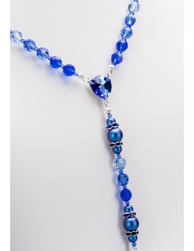 Shade of Blue Swarovski Crystals and Dark Blue Pearls Rosary