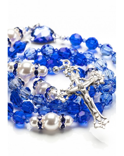 Shade of Blue Swarovski Crystals and Pearls Rosary