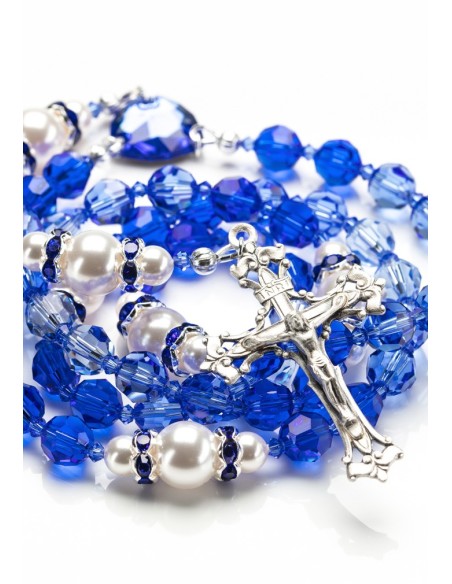 Shade of Blue Swarovski Crystals and Pearls Rosary