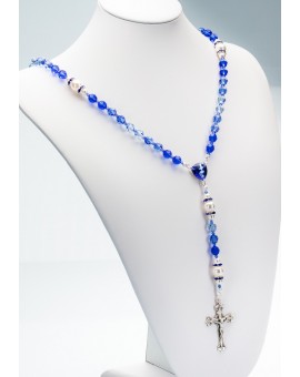 Shade of Blue Swarovski Crystals and Pearls Rosary