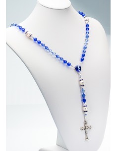 Shade of Blue Swarovski Crystals and Pearls Rosary Shade of Blue Swarovski Crystals and Pearls Rosary