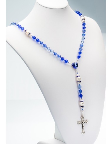 Shade of Blue Swarovski Crystals and Pearls Rosary