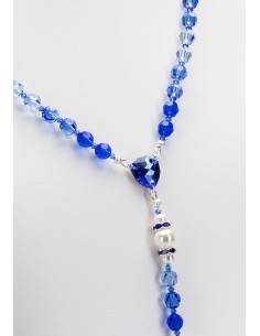 Shade of Blue Swarovski Crystals and Pearls Rosary