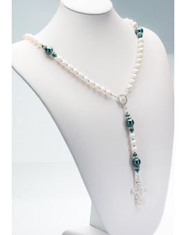 Swarovski Satin Pearls, ancient Green beads Rosary