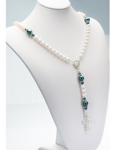Swarovski Satin Pearls, ancient Green beads Rosary Swarovski Satin Pearls, ancient Green beads Rosary