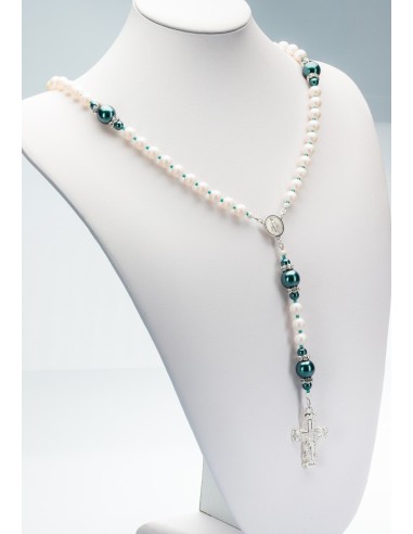 Swarovski Satin Pearls, ancient Green beads Rosary