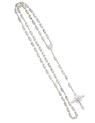 Oval Mother of Pearl Rosary with Filigree Crucifix  | Vatican Gift